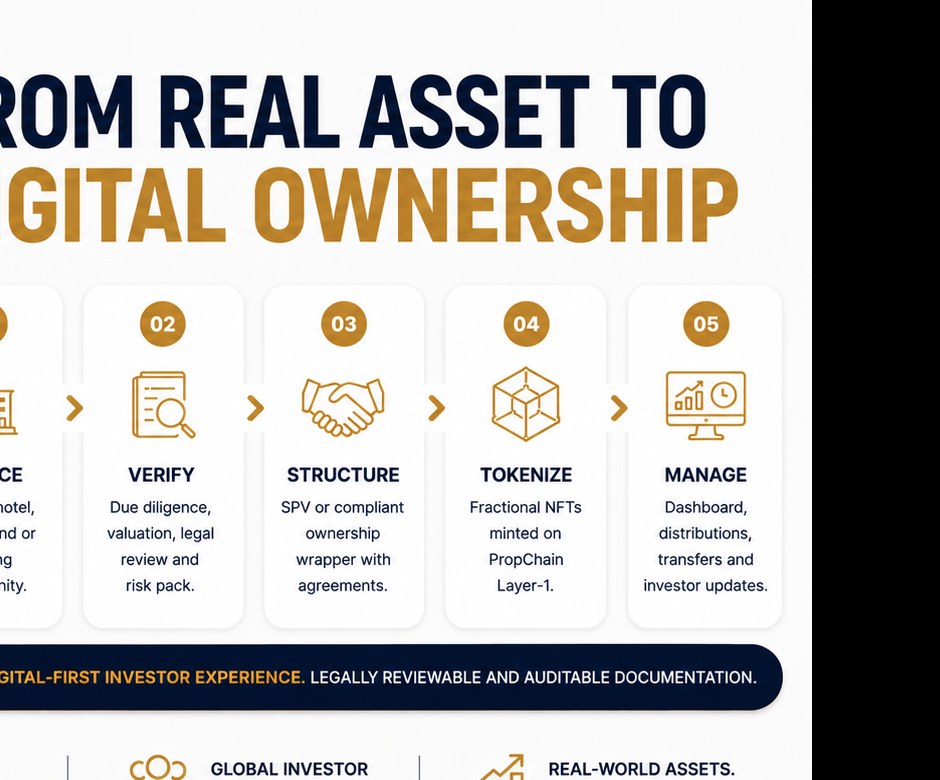 Real estate model with digital ownership icons